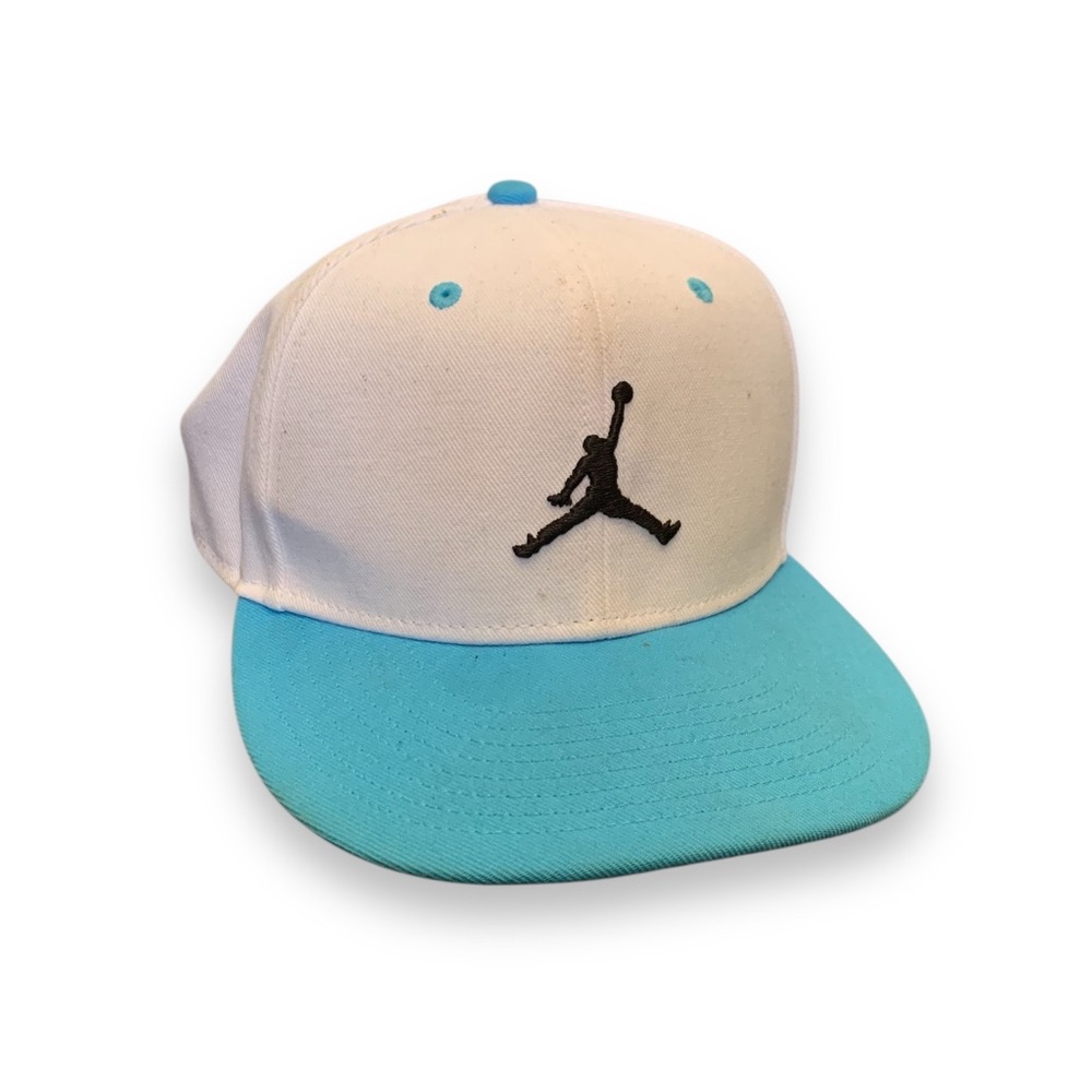 Jordan Two-Tone Snapback Hat White & Teal Blue